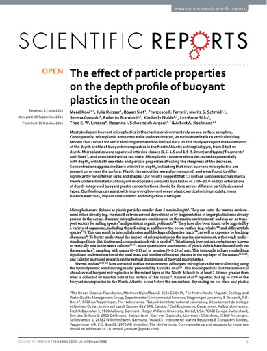 Kooi et al. (2016). The effect of particle properties on the depth profile of buoyant plastics in the ocean